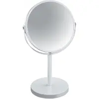 Spirella miroir de maquillage miroir à poser miroir de salle de bain "Sydney" grossissement 2x - Ø 17cm - blanc