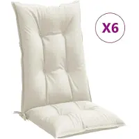 vidaXL Coussins de chaise à haut dossier 6 pcs. Melange Crème 120x50x7 cm Tissu