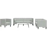 vidaXL Ensemble de 3 canapés Chesterfield avec traversins gris clair velours