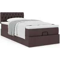 vidaXL Lit ottoman avec matelas brun foncé 90x200 cm Tissu