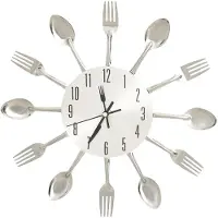 vidaXL Horloge murale avec cuillère et fourchette Design argenté 31 cm Aluminium