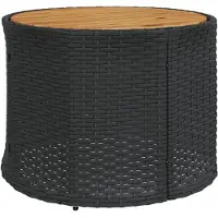 vidaXL Canapé de jardin avec table et coussins Rond Noir Poly-Rattan