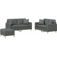 vidaXL Ensemble de canapés 3 pièces avec coussins Tissu gris foncé