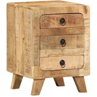 vidaXL Table de chevet 37x32x50 cm bois de manguier massif brut
