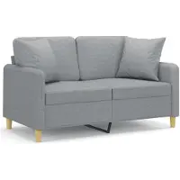 vidaXL Canapé 2 places avec oreillers gris clair 120 cm tissu