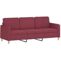 vidaXL Ensemble de canapés 3 pièces avec coussins vin rouge Tissu
