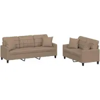 vidaXL Ensemble de canapés 2 pièces avec coussins Cappuccino-Brun Similicuir