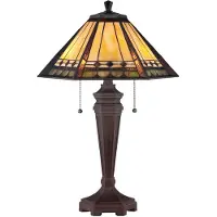 QUOIZEL Lampe de table, verre Tiffany, acier, H 59,7 cm