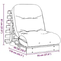 vidaXL Futon Canapé-lit avec matelas Blanc 70x206x11 Pin massif