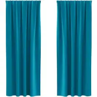 vidaXL Rideaux occultants avec anneaux 2 pcs turquoise 245 x 140 cm
