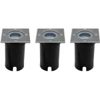 LEDVION Lot de 3 Spot LED Encastrable Exterieur IP67 3W 230V GU10 carré