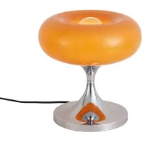 QAZQA Lampe de table rétro chromée avec abat-jour en verre orange 31cm - Glaze