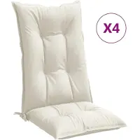 vidaXL Coussins de chaise à haut dossier 4 pcs. Melange Crème 120x50x7 cm Tissu