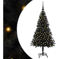vidaXL Sapin de Noël avec 150 LED avec support Noir 120 cm PVC