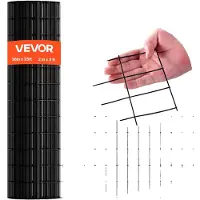 Vevor Grillage Métallique Noir 91 cm x 7,6 m Grillage à Poule Clôture Soudé Maille 5 x 7,5 cm Rouleau de Fil en Fer Galvanisé Revêtement en Vinyle PVC Calibre 16 pour Jardin Cage à Lapins Serpents