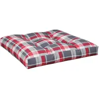 vidaXL Coussin de palette motif à carreaux rouge 80x80x12 cm tissu