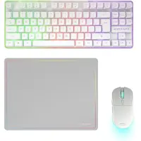Mars Gaming MCPWTKLWUS, sans fil, connectivité sans fil RF + USB, clavier à membrane, disposition QWERTY, éclairage RGB LED, couleur blanche
