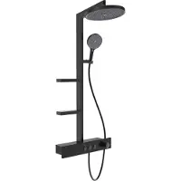 Mexen Plex ensemble de douche en saillie avec douche pluie et robinet, noir - 78103-70