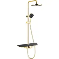 Mexen Exxo ensemble de douche apparent avec tête de pluie et mitigeur, or/noir - 78113-75