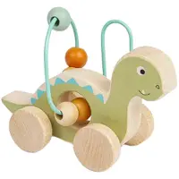Bigjigs Wooden Pushing Figure Diplodocus with Beaded Frame (Figure de poussée en bois Diplodocus avec cadre en perles)