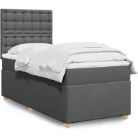 vidaXL Lit boxspring avec matelas gris foncé 90x190 cm Tissu