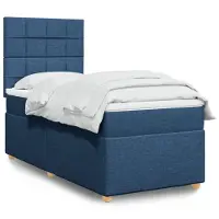 vidaXL Lit boxspring avec matelas bleu 90x200 cm Tissu
