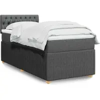 vidaXL Lit boxspring avec matelas gris foncé 90x200 cm Tissu