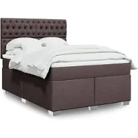 vidaXL Lit boxspring avec matelas Marron foncé 140x200 cm Tissu