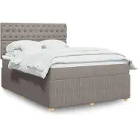 vidaXL Lit boxspring avec matelas Taupe 140x190 cm Tissu