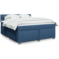 vidaXL Lit boxspring avec matelas bleu 180x200 cm Tissu