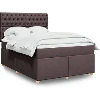 vidaXL Lit boxspring avec matelas Marron foncé 140x200 cm Tissu