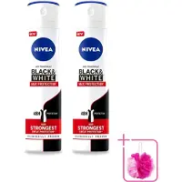 Nivea 2 x Déodorant spray Black & White, protection maximale - 150 ml - Pack économique - 2 pièces