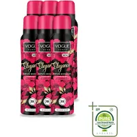 Vogue 6 déodorants parfumés Elegance pour femmes - 150 ml - Lot de 6 pièces