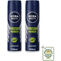 Nivea 2 x Déodorant spray MEN Fresh Power - 150 ml - Pack économique - 2 pièces