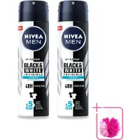 Nivea 2 x Déodorant spray MEN Black & White Invisible Fresh, 150 ml - Pack économique - 2 pièces