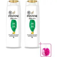 Pantene 2 bouteilles de shampooing Lisse et Soin pour cheveux crépus - 225 ml - Pack économique - 2 pièces