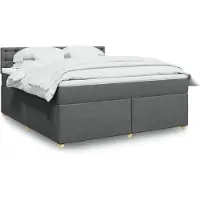 vidaXL Lit boxspring avec matelas gris foncé 180x200 cm Tissu