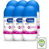 Sanex 6 x Déodorant roll-on BiomeProtect Dermo Anti-Irritations, 50 ml - Lot de 6 pièces