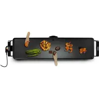 Bourgini Plaque de cuisson Grill XXL - Plaque de cuisson - Appareil à griller - 90 x 24 cm - Teppanyaki - 8 à 10 personnes - Revêtement antiadhésif - 2200 W