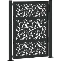 vidaXL Portail de jardin noir 105 x 130 cm en acier avec motif feuille