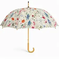 Mars & More Parapluie , motif "prairie fleurie", couleur crème, 105 cm