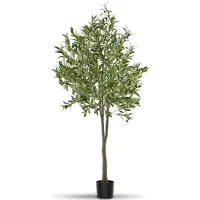 TecTake Olivier artificiel Oleand - Plante artificielle méditerranéenne avec feuilles et olives réalistes - Facile d'entretien et polyvalent - Pot de fleurs robuste inclus - Hauteur : 180 cm