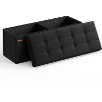 Songmics Banc De Rangement Pliable De 110 Cm, Coffre De Rangement, Tabouret Repose-Pieds, Pouf De Chambre, Noir