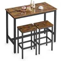 Vasagle Ensemble Table et Chaises, Table à manger, Style Industriel, Marron Rustique et Noir