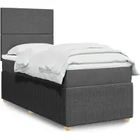 vidaXL Lit boxspring avec matelas gris foncé 90x200 cm Tissu