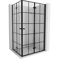 Mexen Mist-F - cabine de douche pliable duo 90 x 110 cm, grille noire, noire - 8A6-090L-110P-70-77