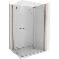 Mexen Mist-F Duo cabine de douche pliante 70 x 80 cm, transparent, cuivre brossé - 8A6-070L-080P-65-00