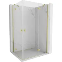 Mexen Mist H Duo cabine de douche battante 75 x 120 cm, transparent, or brossé - 8A5-075L-120P-55-00