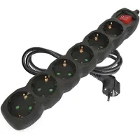 Emos multiprise 6x avec interrupteur, 150 cm de câble 1,5 mm2, noir, prises tournées à 45°, Schuko avec protection renforcée contre les contacts accidentels, pour l'intérieur, PC1621R