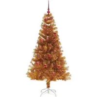 vidaXL Sapin de Noël avec 150 LED avec support Doré 150 cm PET